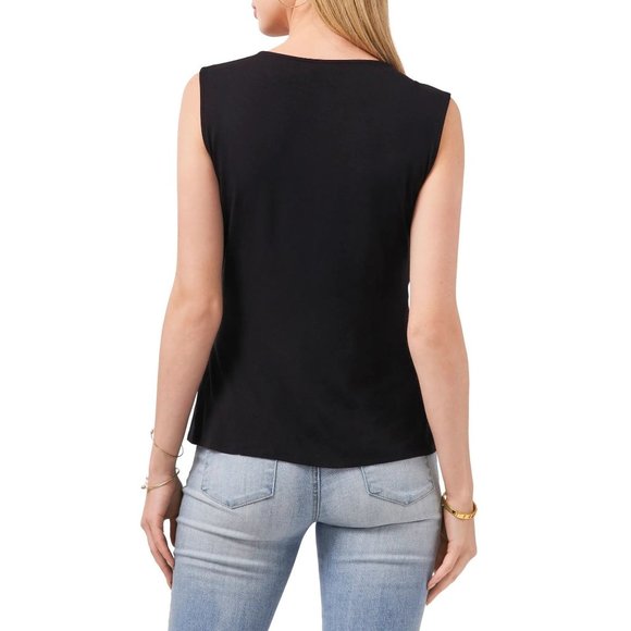 VINCE CAMUTO Tie Front Sleeveless Top - Black - NWOT - XS - Picture 2 of 4